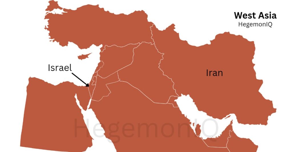 Iran-israel conflict: A Deep Dive into Regional Tensions Map of the Middle East showing Iran and Israel highlighted, illustrating the geographic context of the Iran-Israel conflict.