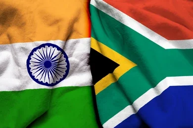 India and South Africa flags together symbolizing partnership