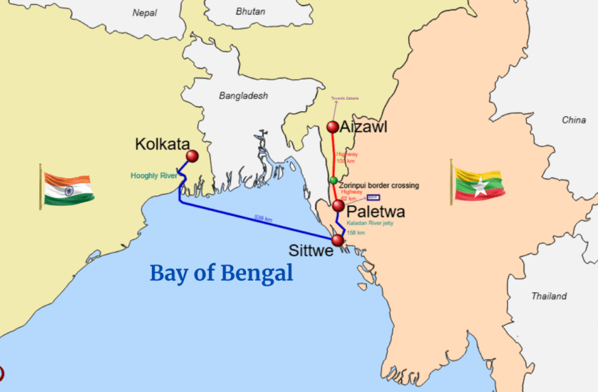 Featured image containing Kaladan Multi-Modal Transit Transport Project map