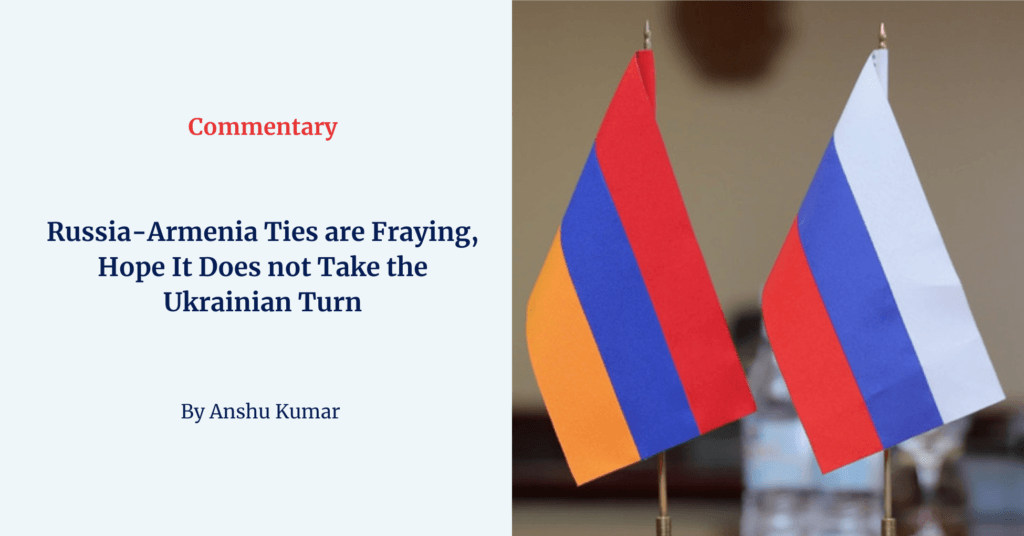 Small desk flags of Russia-Armenia Ties displayed side by side, illustrating the evolving Russia–Armenia relationship amid growing diplomatic tensions and strategic realignments.